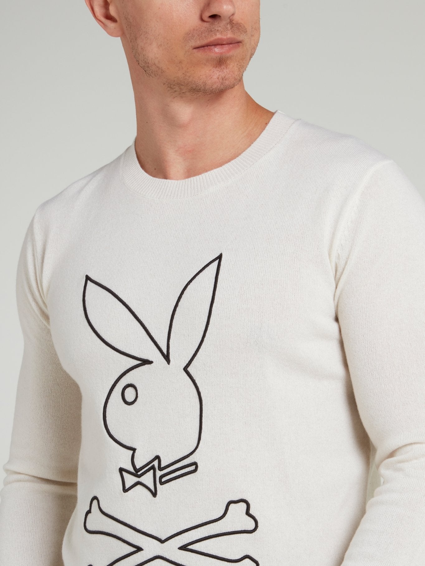 Playboy White Crewneck Pullover