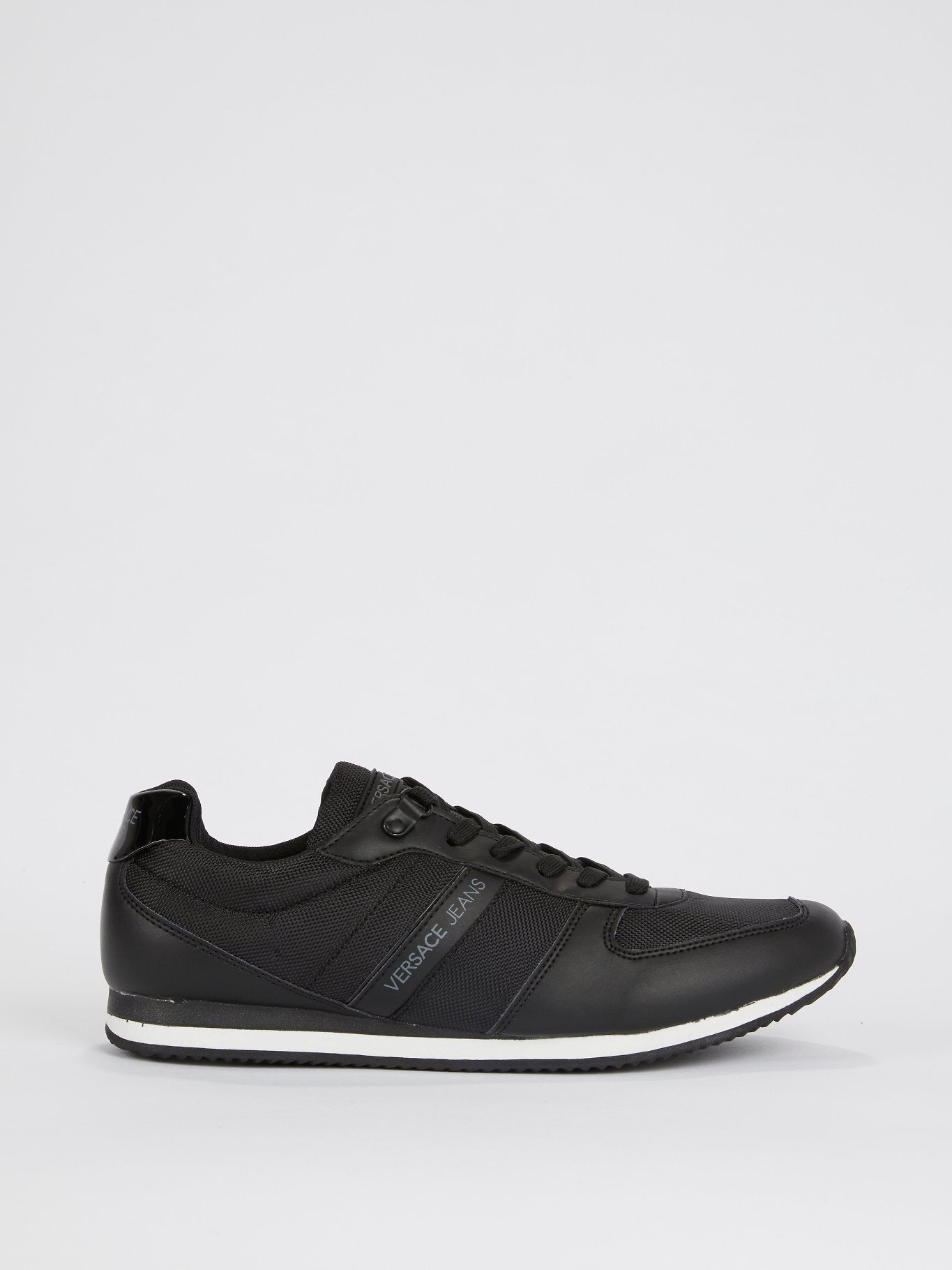 Black Mesh Panel Lace Up Sneakers