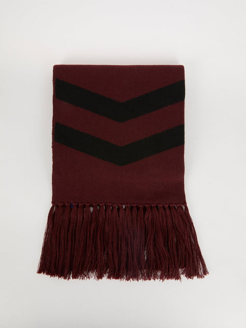 Burgundy Chevron Frayed Scarf