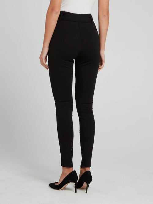 Black Belted Zip Leggings