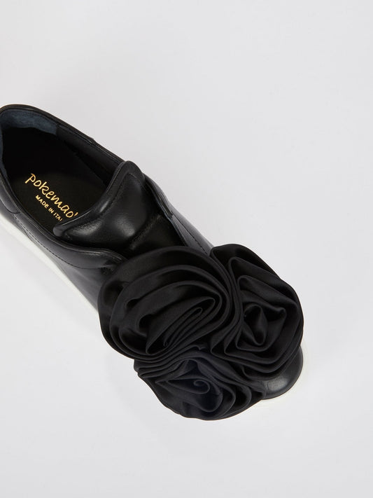 Black Rose Slip On Sneakers