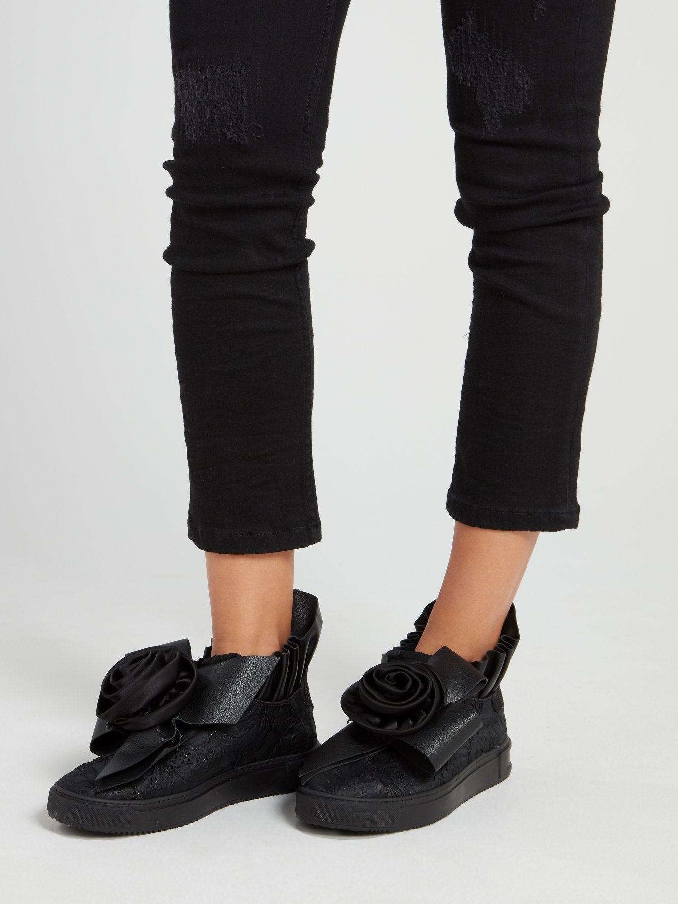 Graciela Black Ribbon Detail Sneakers