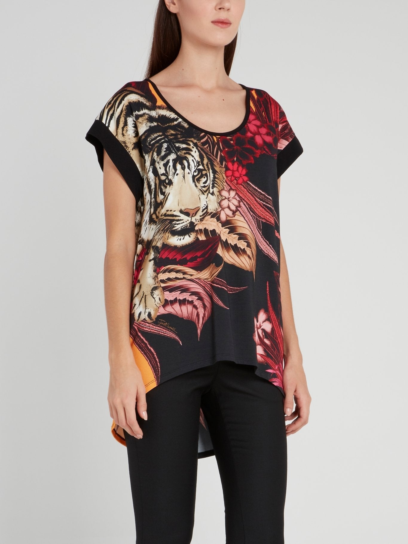 Tiger Print Scoop Neck Top