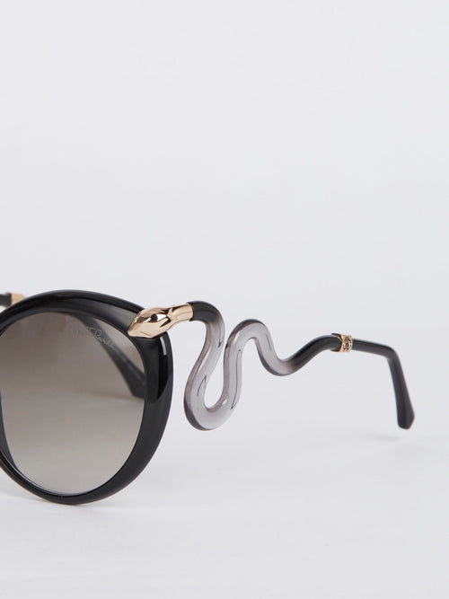 Acetate Round Snake Detail Sunglasses