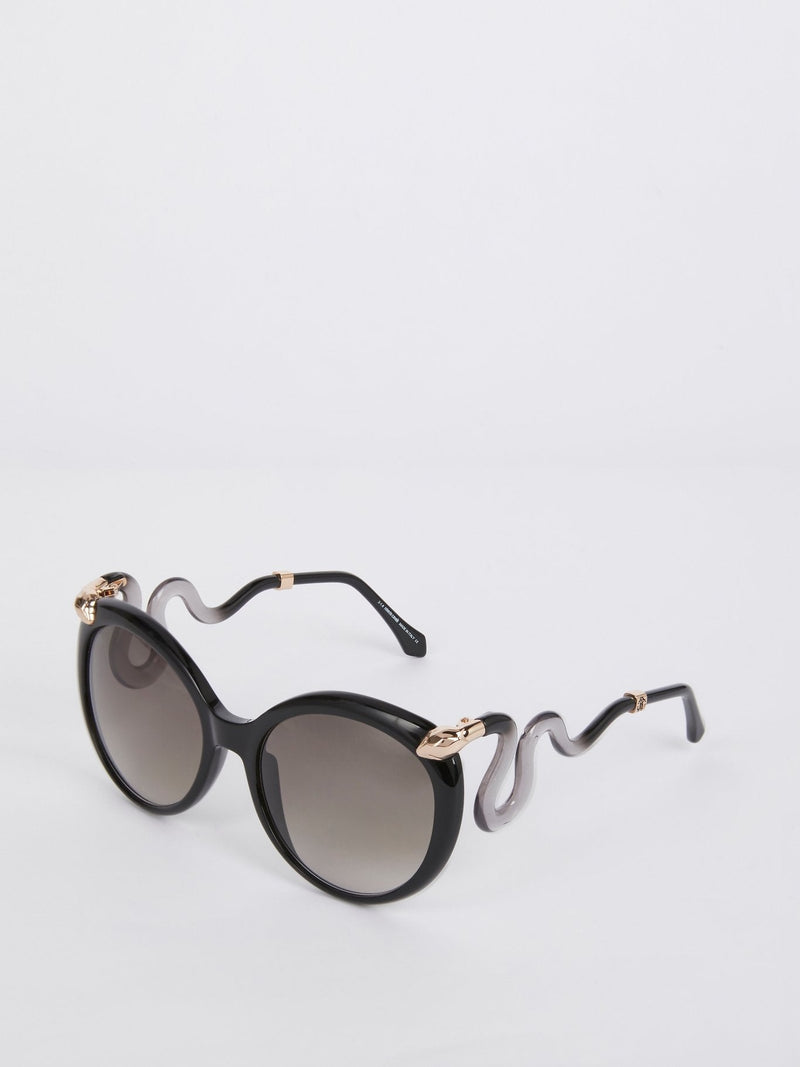 Acetate Round Snake Detail Sunglasses