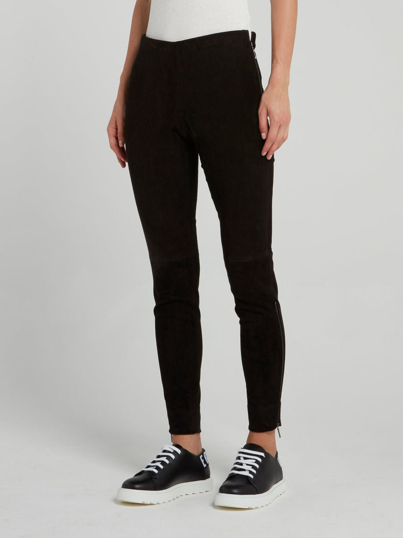 Black Signature Suede Leggings