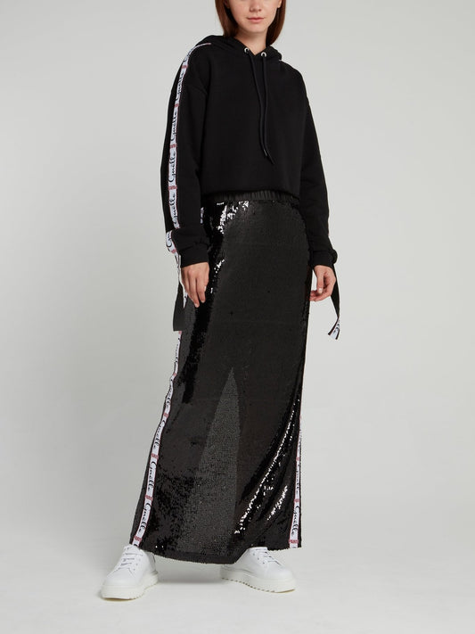Black Sequin Maxi Skirt