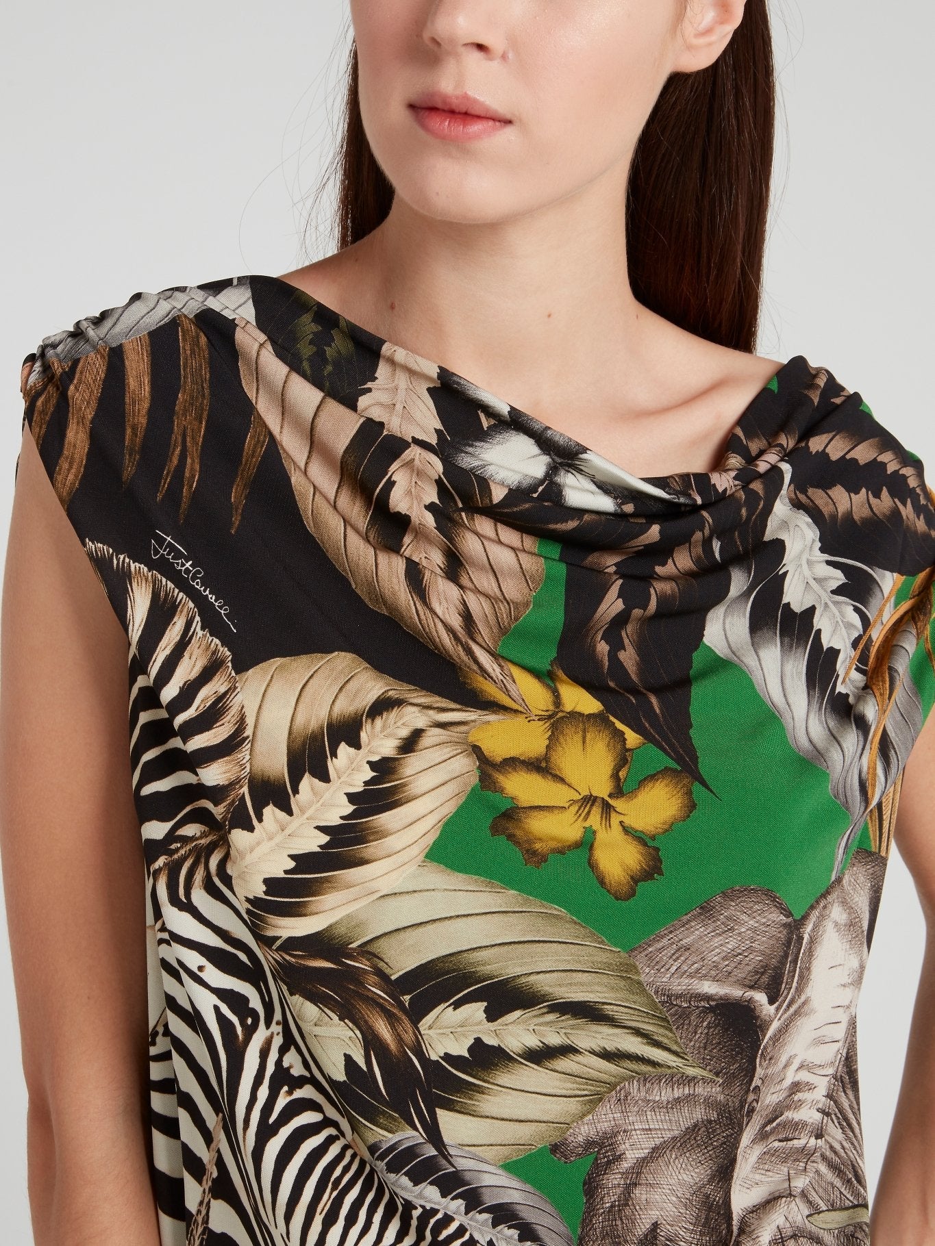 Jungle Print Draped Top