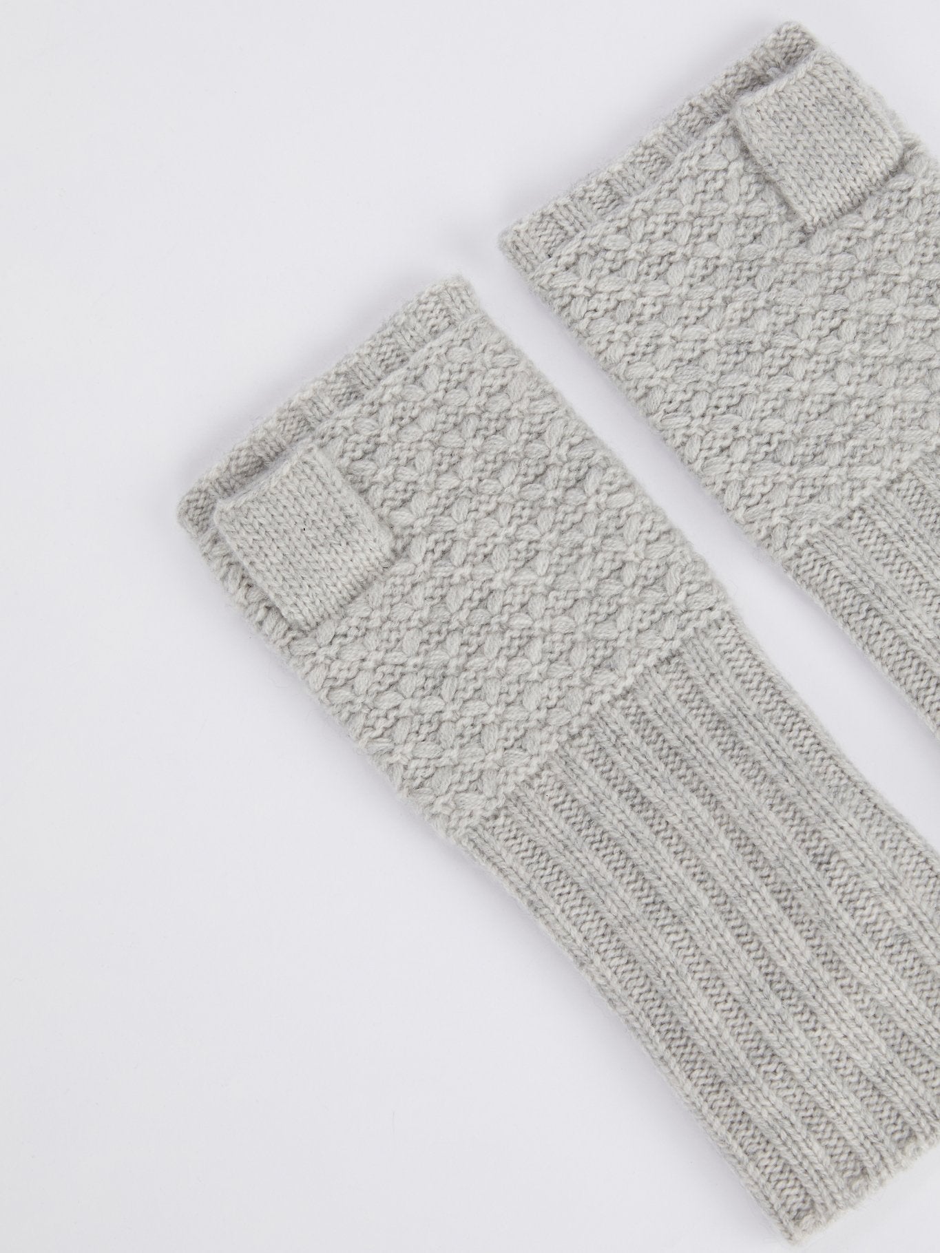 Grey Merino Knitted Mittens