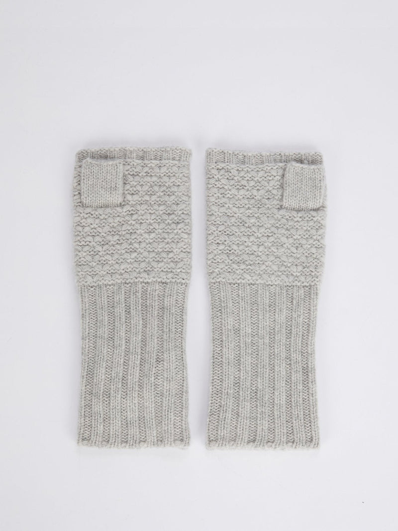 Grey Merino Knitted Mittens