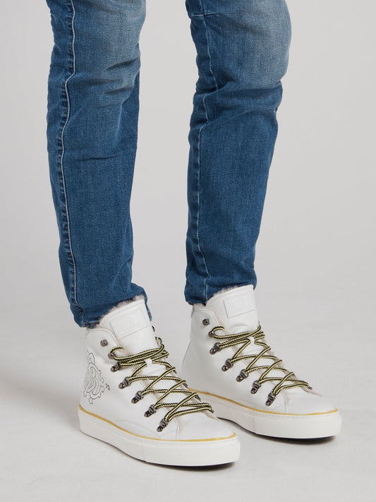 White Logo High Top Sneakers