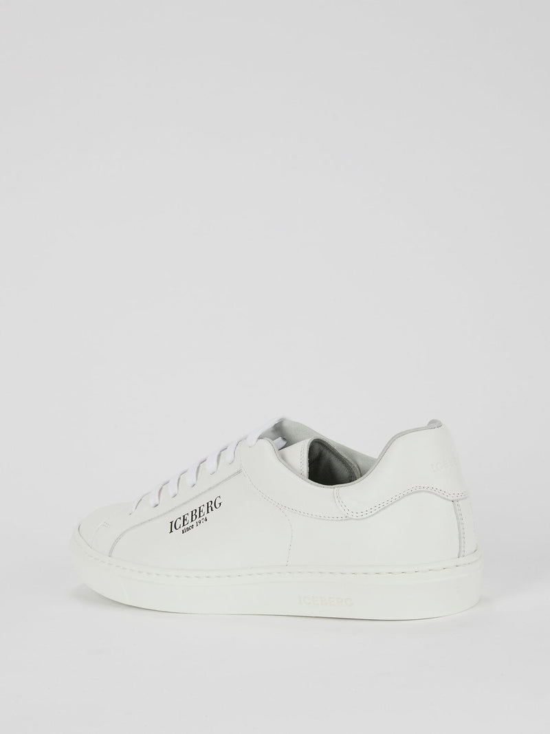 White Classic Logo Leather Sneakers