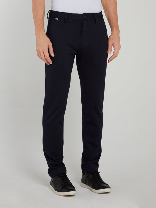 Navy Straight Fit Suit Trousers