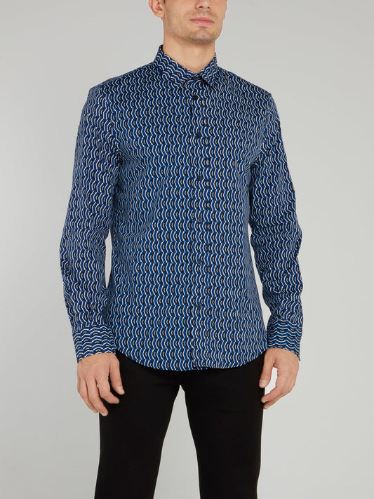 Navy Pattern Print Shirt