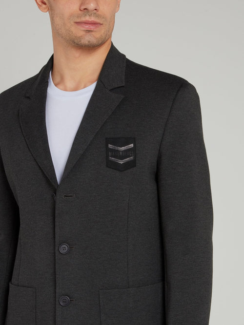 Grey Logo Appliquéd Blazer