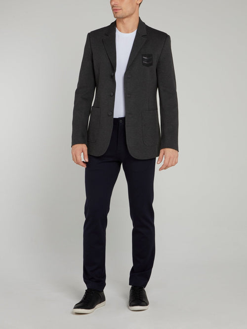 Grey Logo Appliquéd Blazer