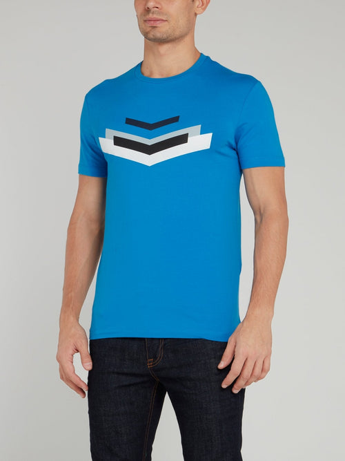 Blue Chevron Cotton T-Shirt