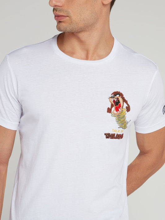 Tasmanian Devil White Crewneck T-Shirt