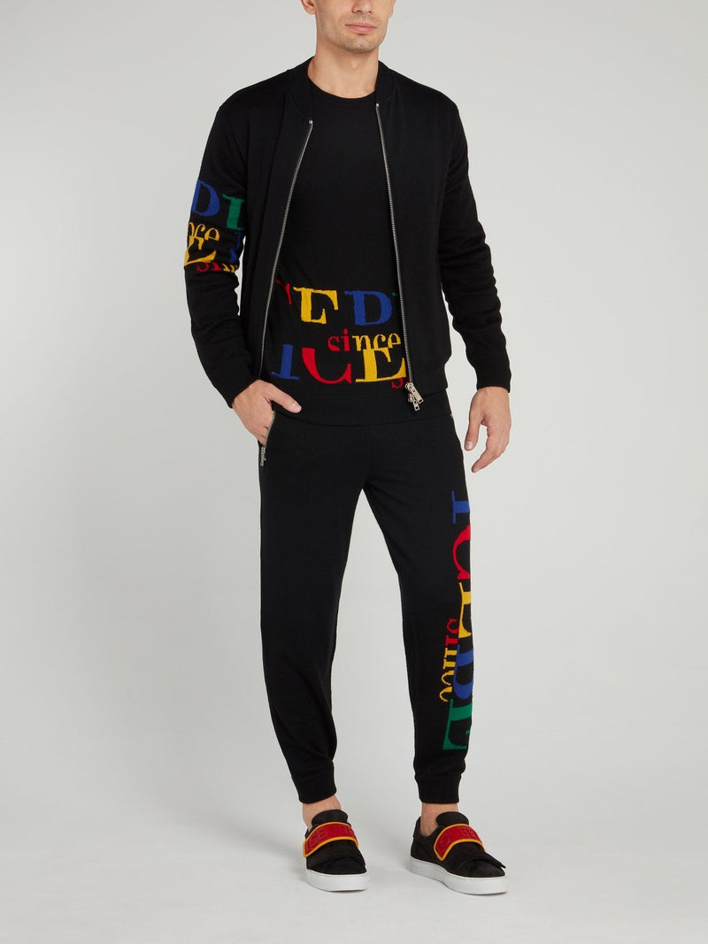 Black with Rainbow Logo Knitted Pullover