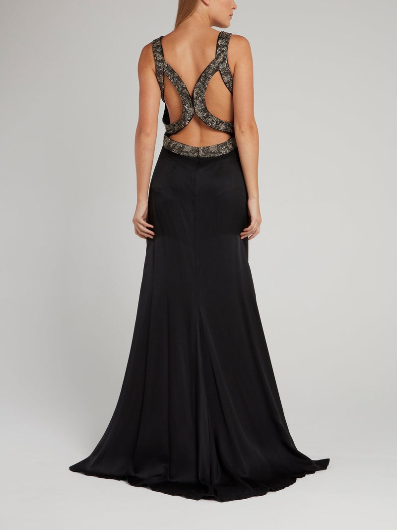 Black Décolleté Empire Maxi Dress