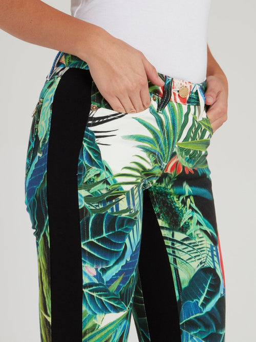 Tropical Print Slim Fit Jeans