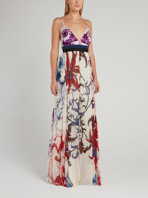 Floral Print Décolleté Maxi Dress