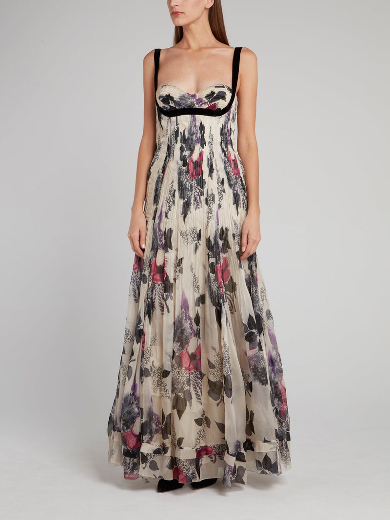 Floral Print Flared Maxi Dress