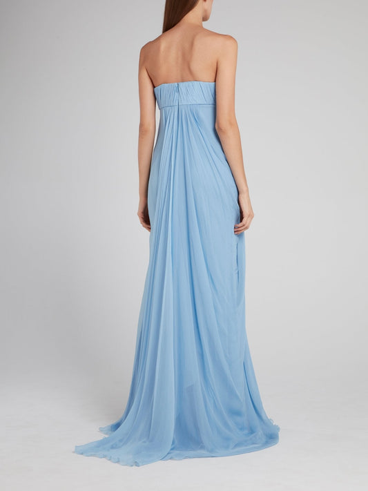 Light Blue Empire Waist Maxi Dress