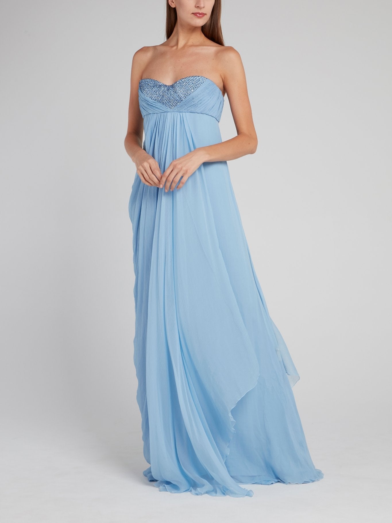 Light Blue Empire Waist Maxi Dress