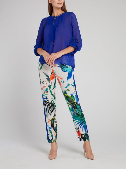 Flora and Fauna Print Straight Cut Pants