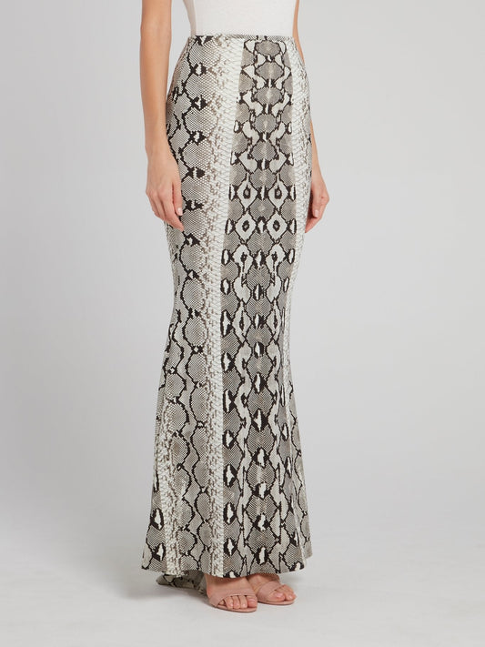 Snake Effect Godet Maxi Skirt