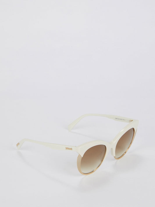 Brown Mirror Lens Gold Frame Sunglasses