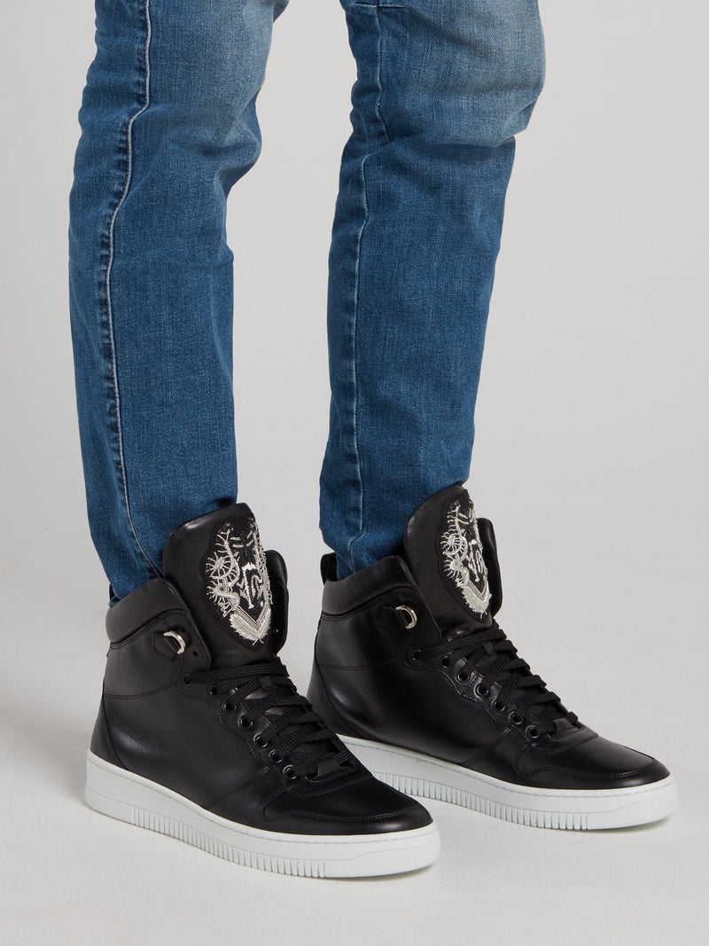 Black Monogram Flap High Top Sneakers