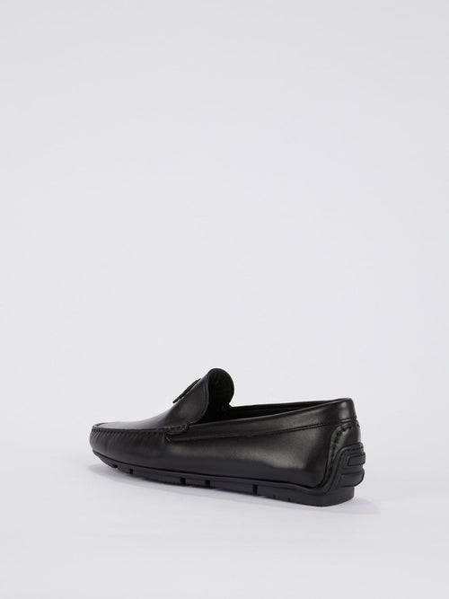 Black Monogram Leather Moccasins