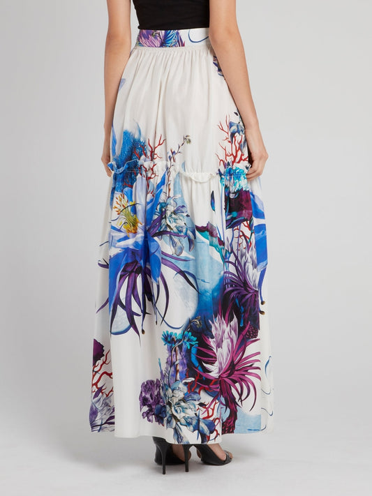 Floral Print High Waist Maxi Skirt