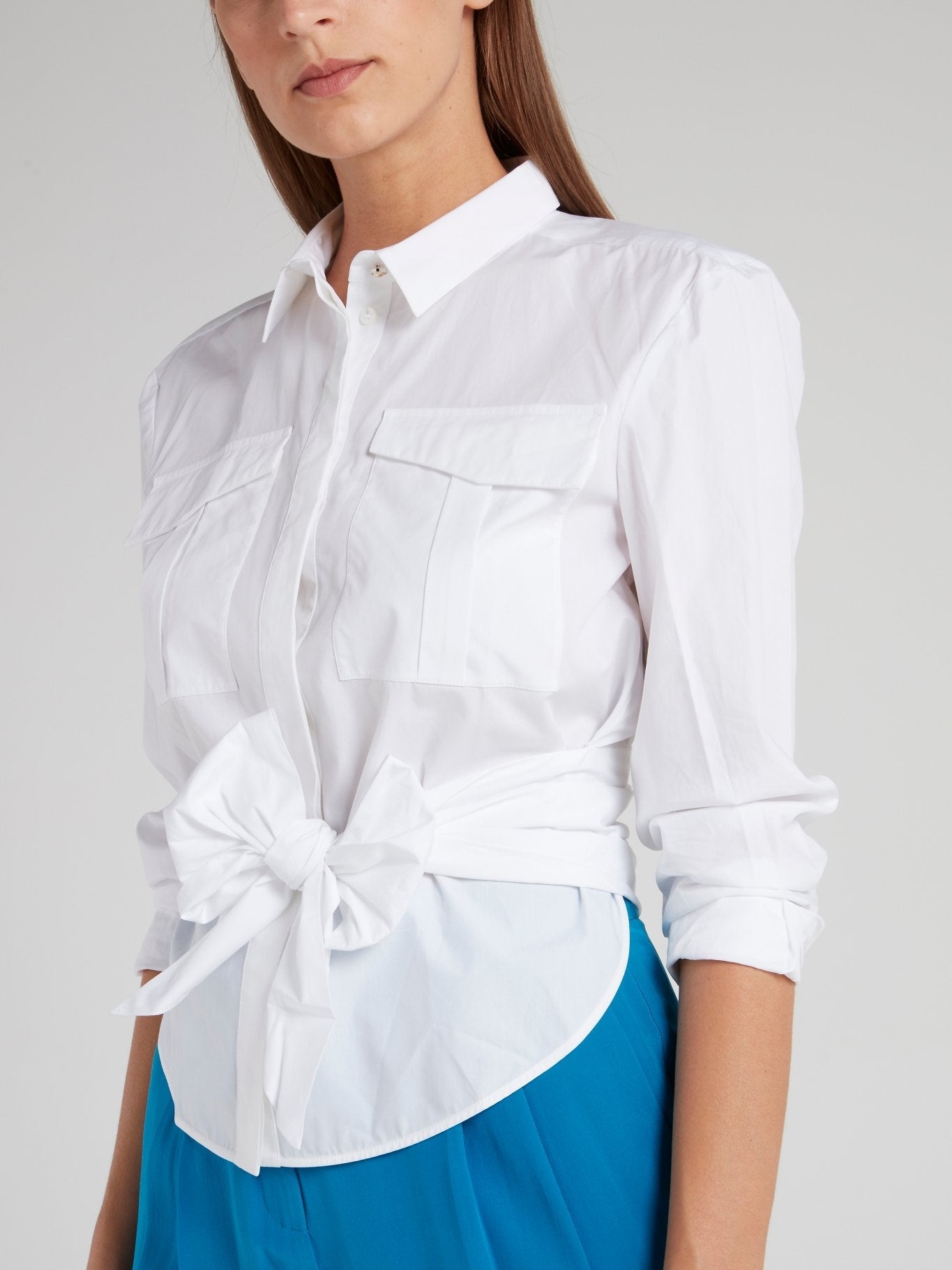 White Ribbon Waist Blouse