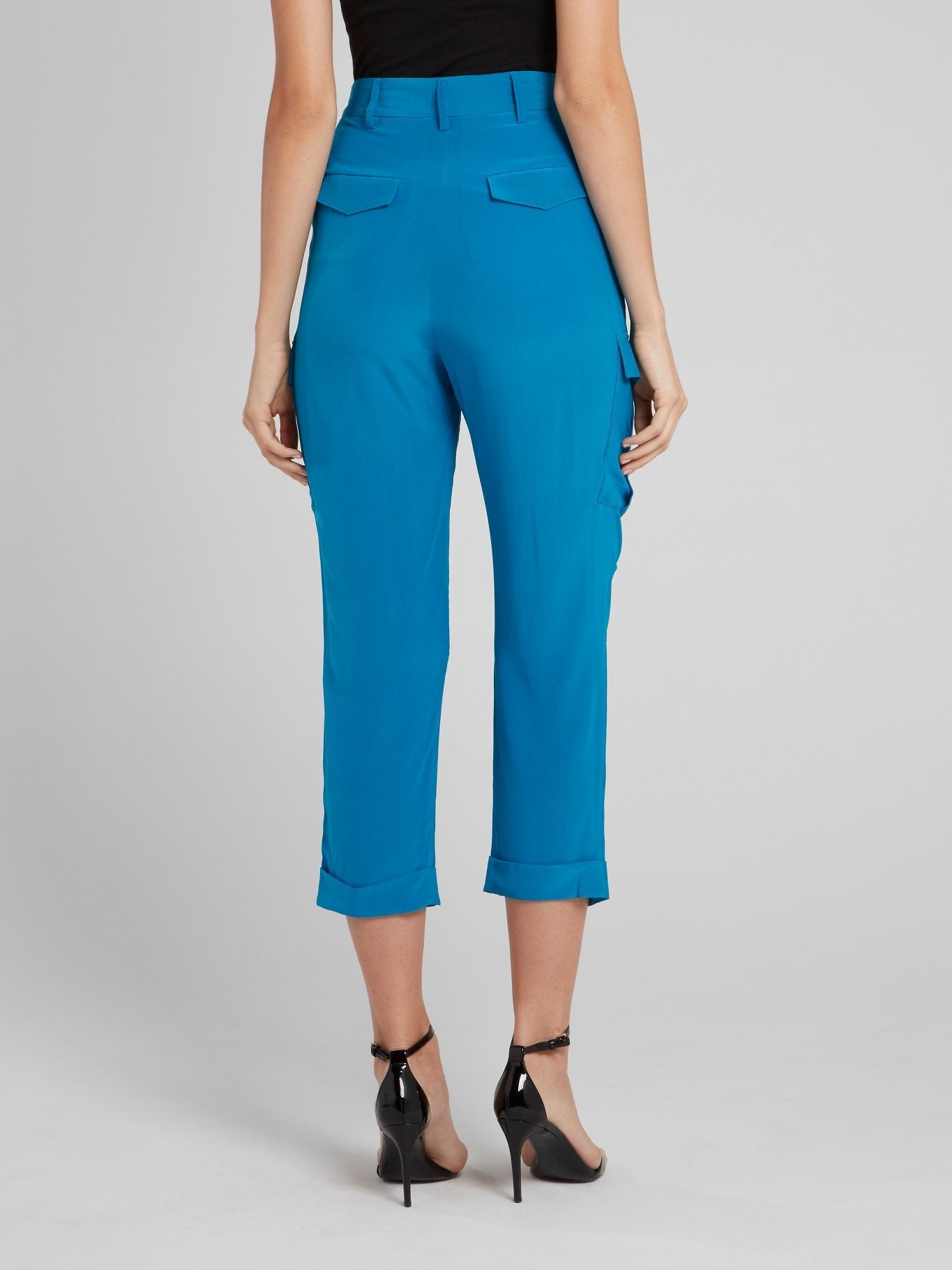 Blue High Waist Toreador Pants