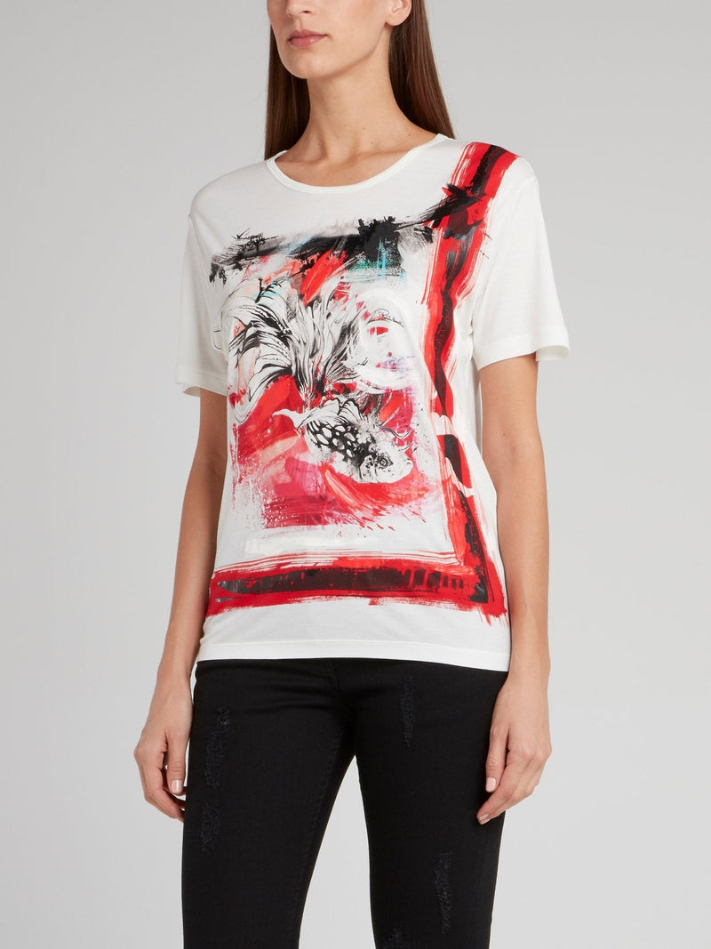 White Flower Print T-Shirt