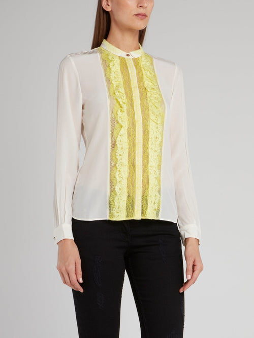 Yellow Lace Panel Blouse