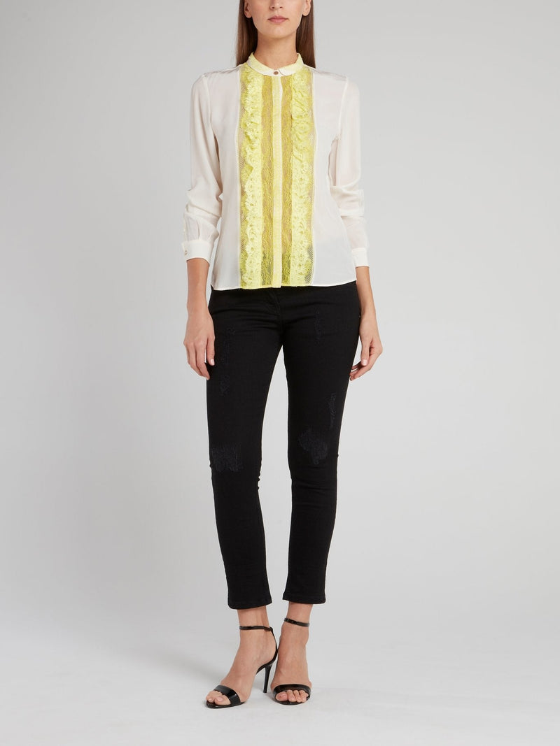 Yellow Lace Panel Blouse