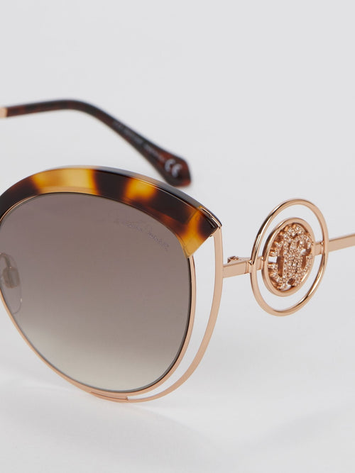 Tortoiseshell Cat Eye Logo Sunglasses