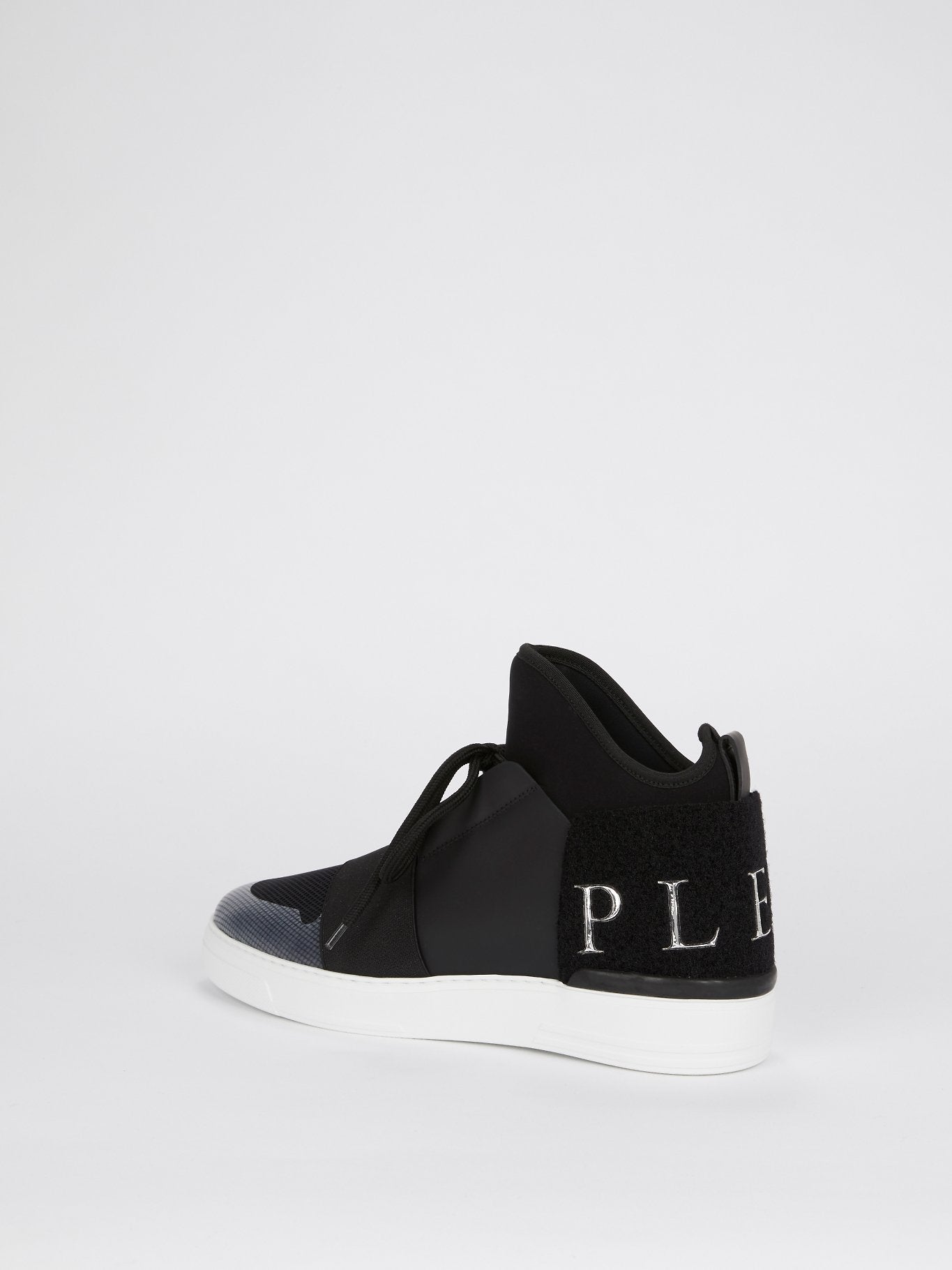 Black Rear Logo High Top Sneakers