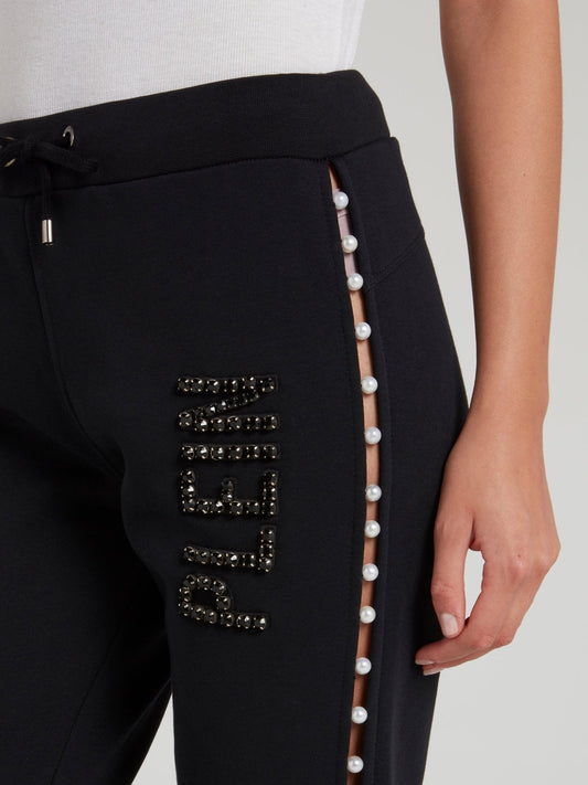 Black Pearl Embellished Track Trousers