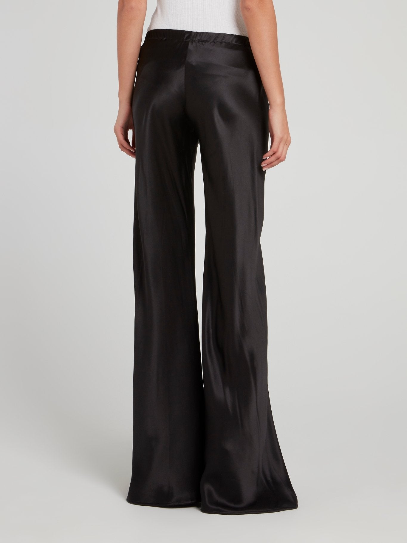 Black Satin Palazzo Pants