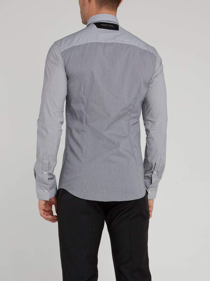 Grey Pinstripe Long Sleeve Shirt