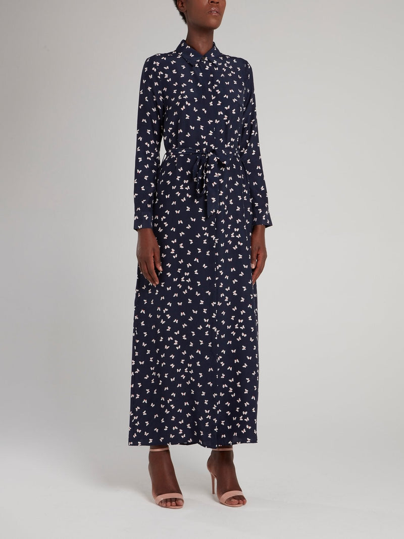 Navy Butterfly Print Maxi Dress