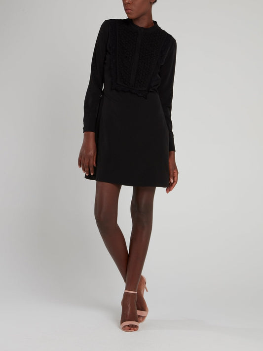 Black Lace Bib Mini Dress