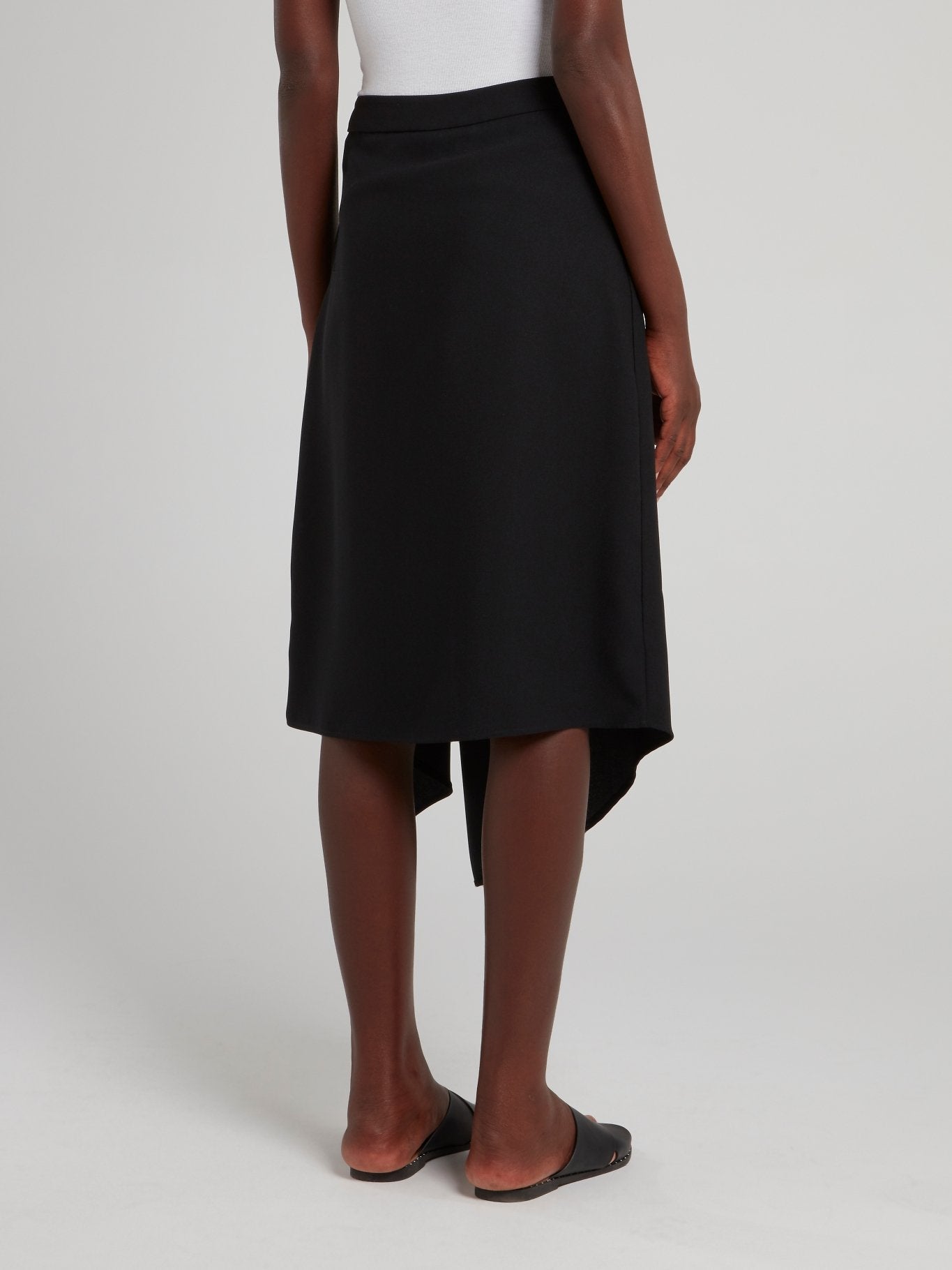 Black Asymmetric Midi Skirt