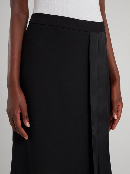 Black Asymmetric Midi Skirt