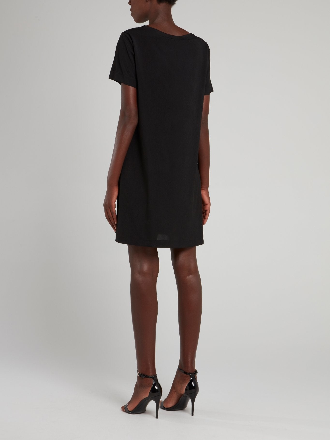 Black Crewneck Shift Dress